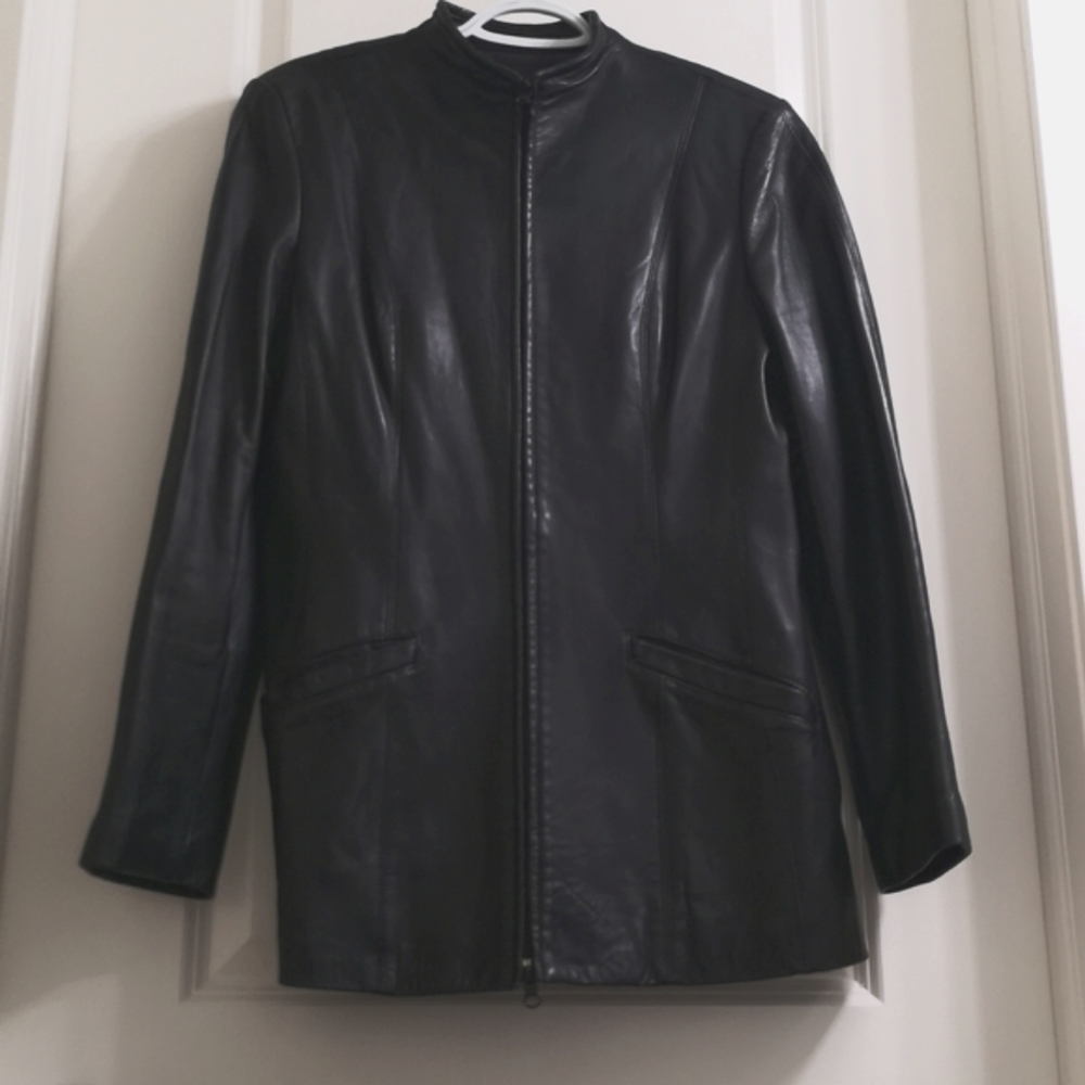 Danier Italian Leather Zip Up Tunic Length Fall Jacket Size S Buttery Soft - Picture 3 of 15